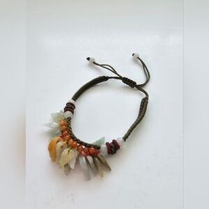 Jade Leaf Multi Stone Hand Knotted Green Adjustable Bracelet